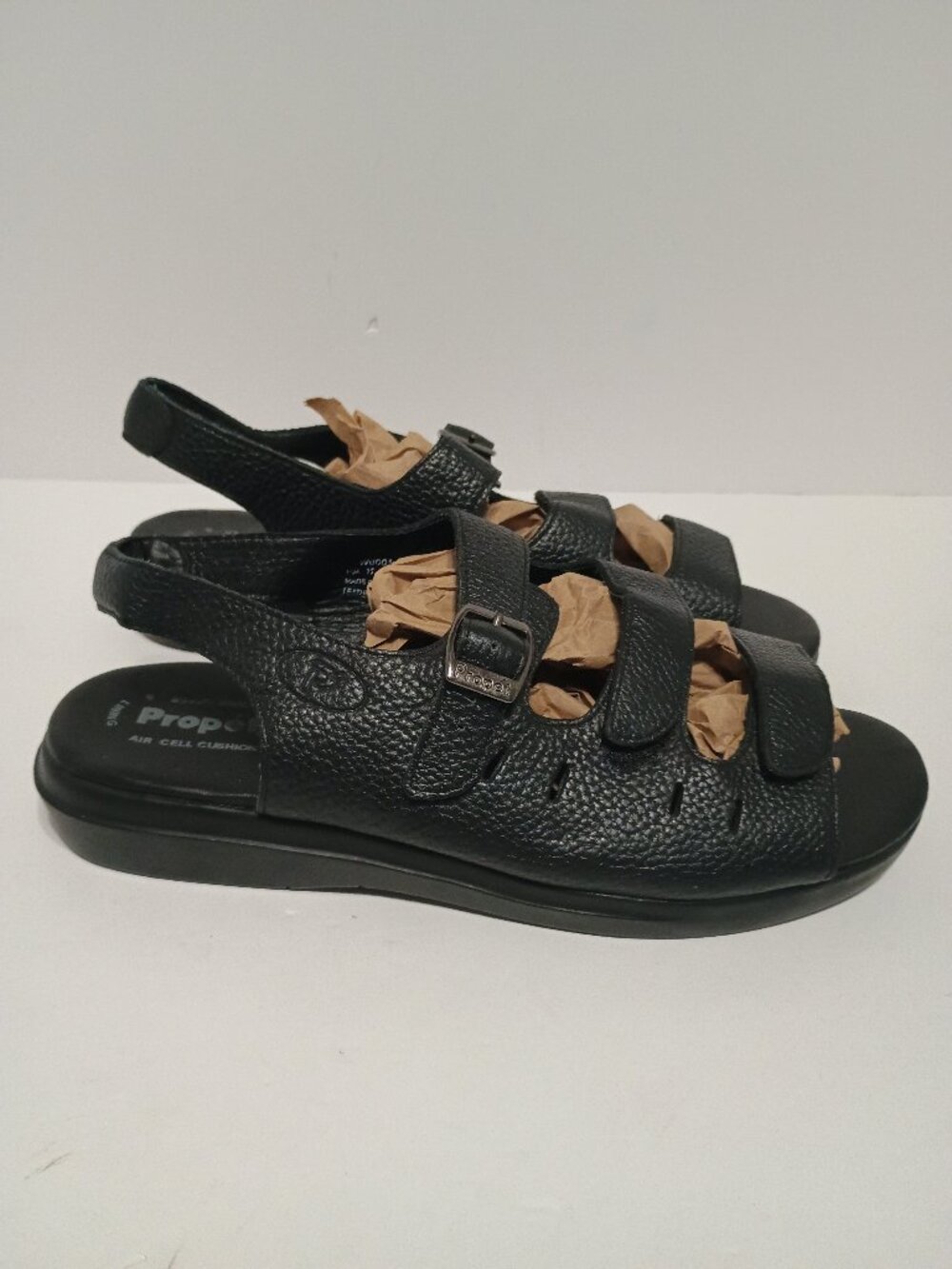 Propet Breeze Walker W0001 Black Leather Sandals Women 11 XX 4E Extra Wide - Picture 3 of 8